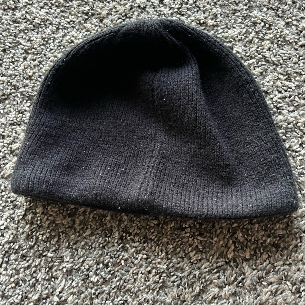 The North Face Black Knit Hat with Blue Logo - Picture 2 of 3